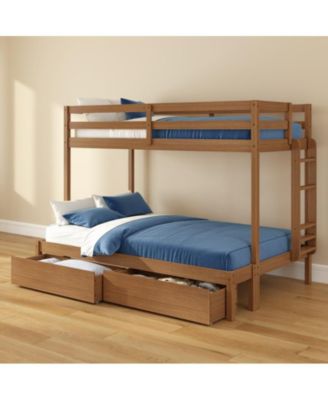 Bear Furniture Plywood Twin/Full Bunk with Underbed Storage Drawers, Oak Embossed Pecan