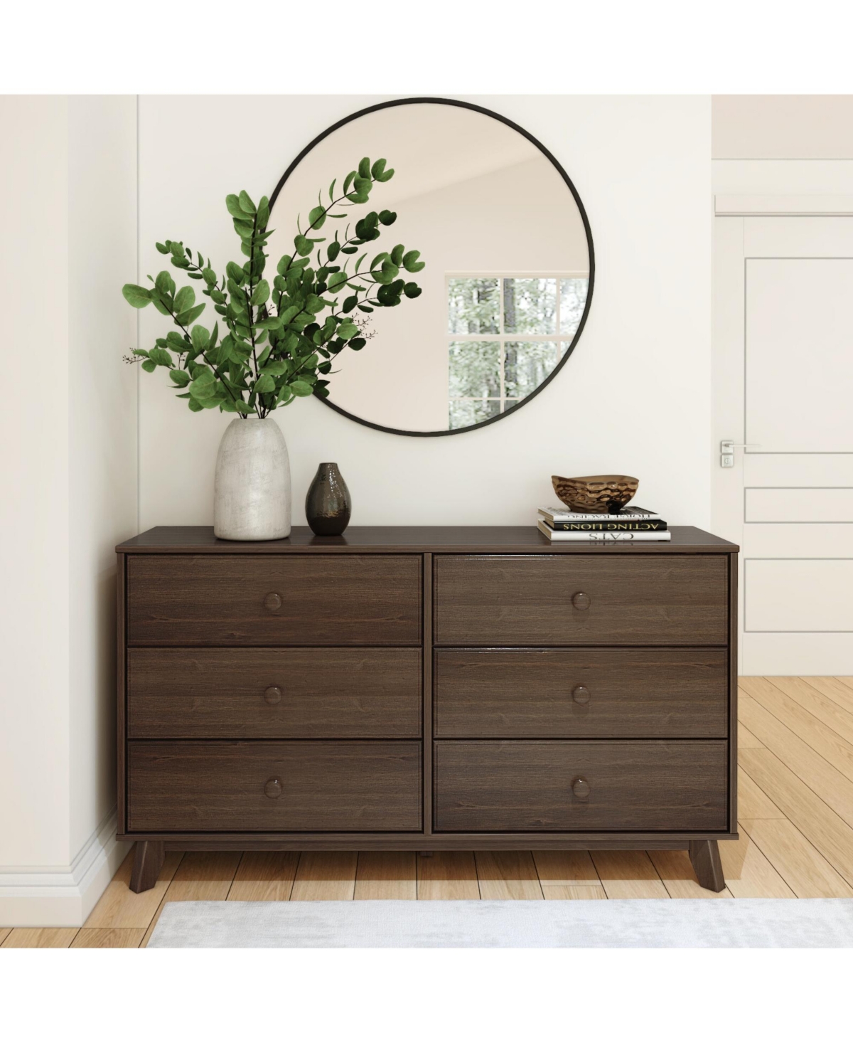 Plank+Beam Solid Wood Classic 6-Drawer Solid Wood Dresser, Storage Dresser for Bedroom, Chest of Drawers - Walnut