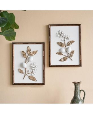 13x17"  Botanical Framed Iron Branch Wall Art, Set of 2