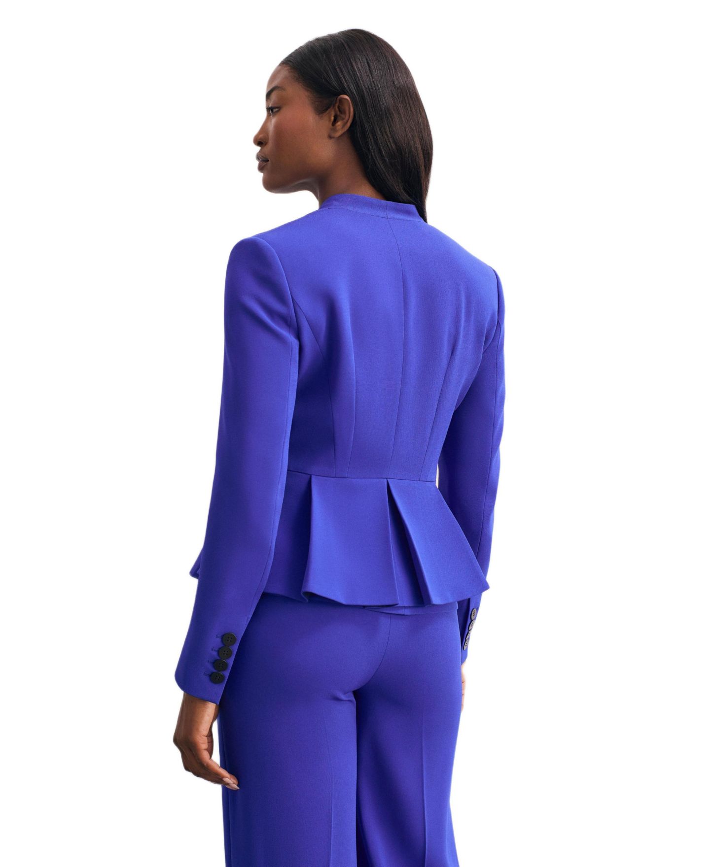Женский пиджак The Fold Clifton Fitted Peplum Crepe Blazer, цвет: Синий — фото 3