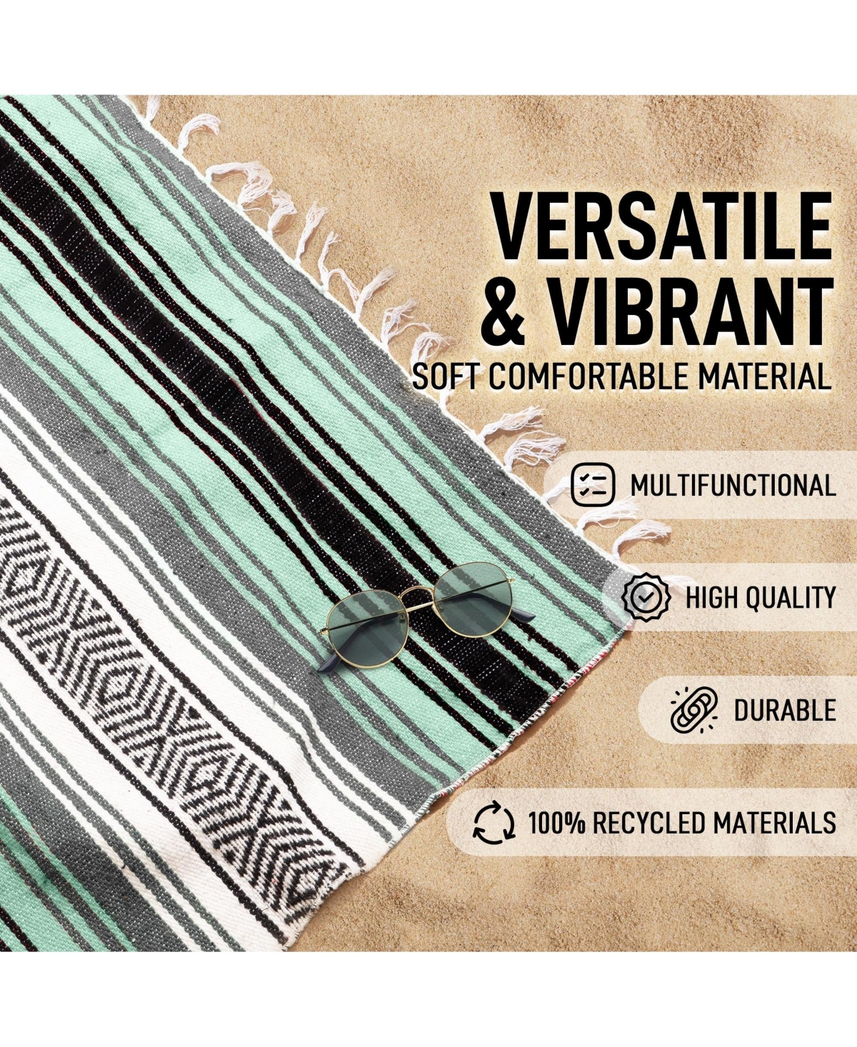 Piscifun Authentic Handmade Mexican Baja Blanket All Season Versatile Outdoor Throw
