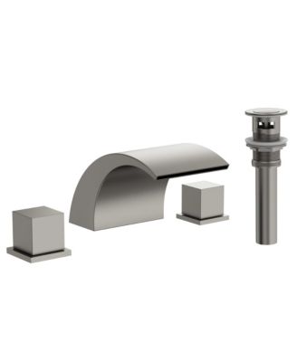 Widespread Bathroom Faucet 3 Hole, 2-handle Waterfall Sink Faucet with Drain Assembly and Overflow