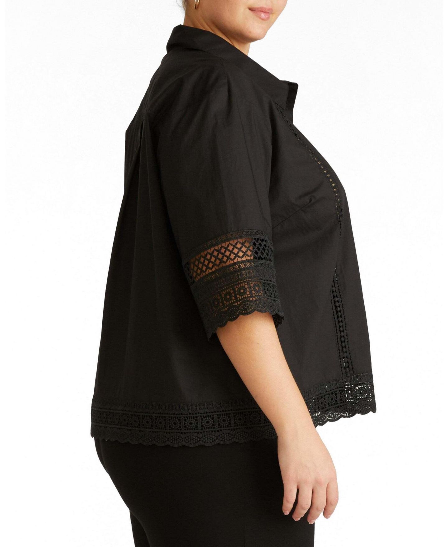 Женская блузка Universal Standard Plus Size Dora Cotton Poplin, цвет: Чёрный — фото 3