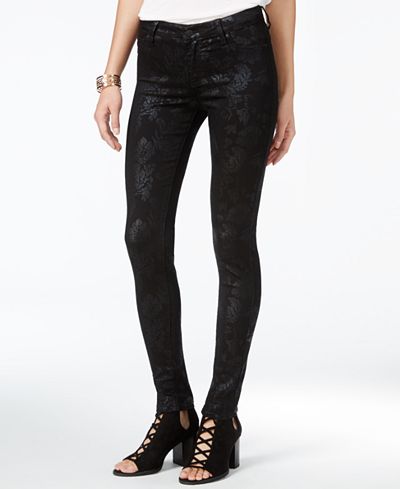 Celebrity Pink Juniors' Metallic-Print Skinny Jeans