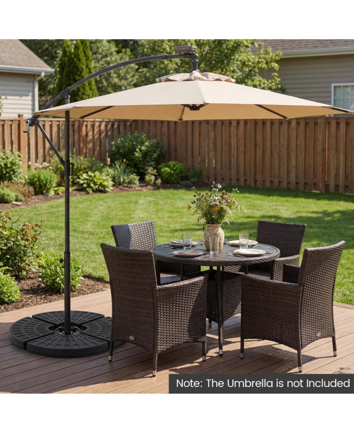 Gouun 4-Piece Fillable Patio Umbrella Base with Locking Pins