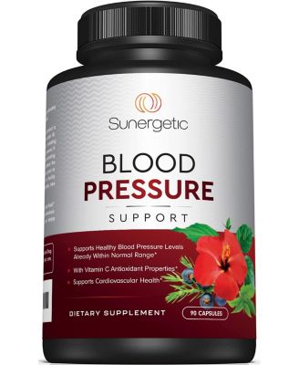Herbal Supplement with Garlic, Hawthorn, Hibiscus and Vitamins, 90 Capsules