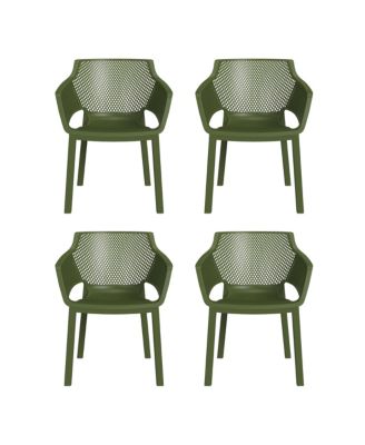 Outdoor Modern Stackable Plastic Resin Patio Dining Armchair (Set of 4)