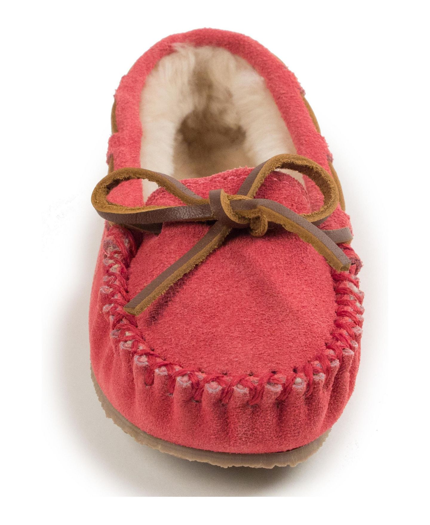 Детские замшевые тапочки Minnetonka Cassie с мехом, размеры 1-13, цвет: Розовый — фото 4