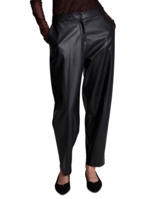 Women's Faux Leather High-Rise Cropped Ankle Pants