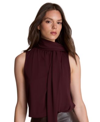 Women's Scarf Neck Sleeveless Pullover