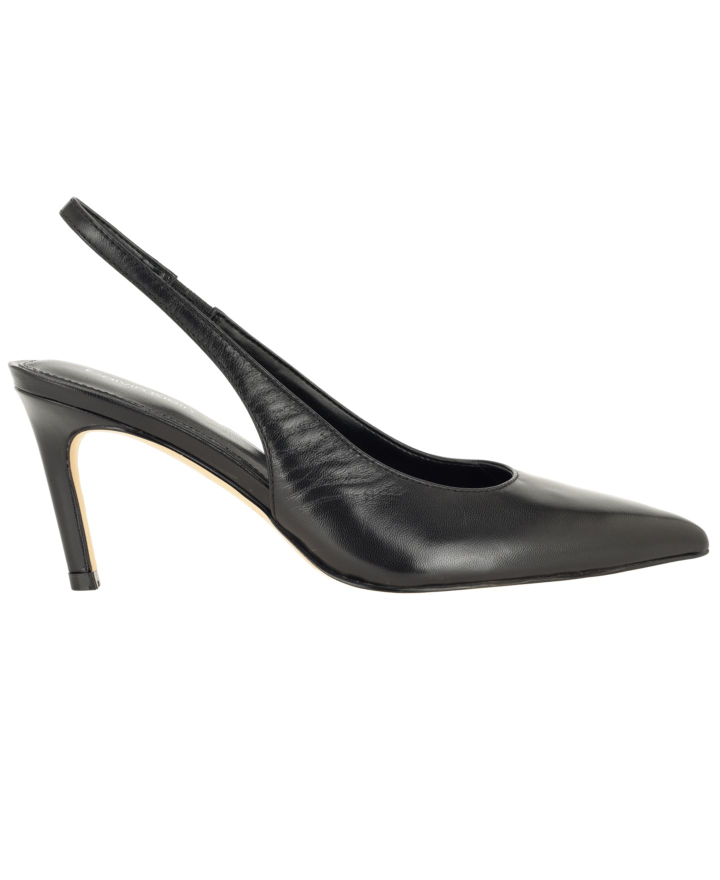 Женские туфли Calvin Klein Biancya Leather Pointed Toe Slingback Pumps, цвет: Чёрный кожаный — фото 2