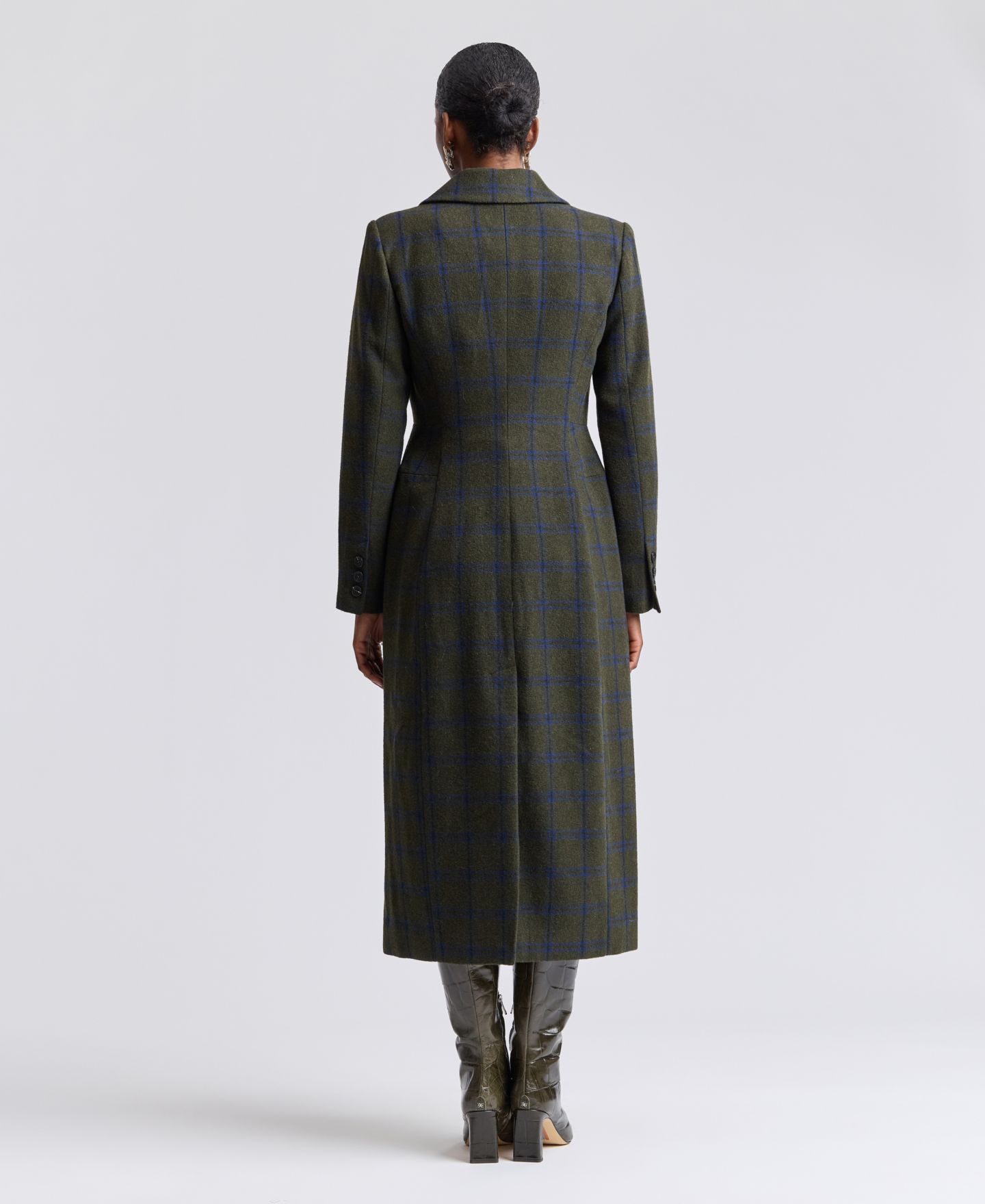 Женское пальто Avec Les Filles Plaid Wool-Blend Spread Collar Button-Front, цвет: Оливковый / Синий — фото 7