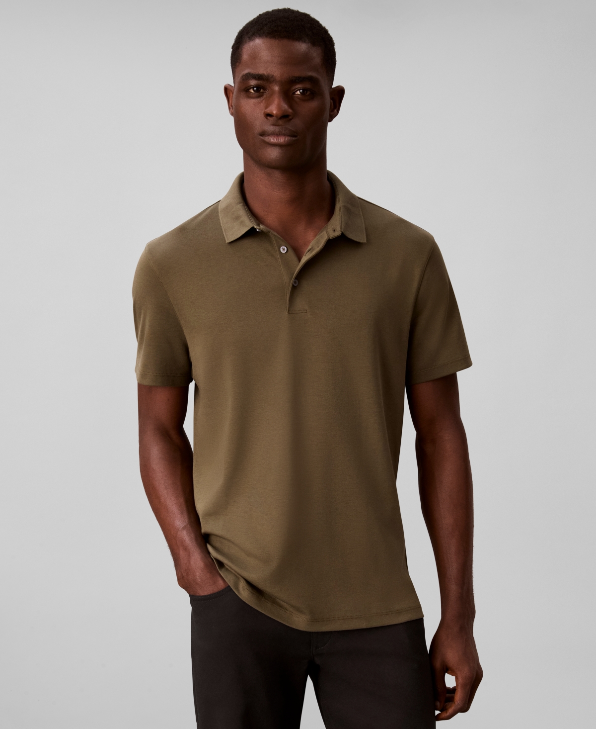 Calvin Klein Men's Short Sleeve Supima Cotton Polo Shirt - OLIVE NIGHT