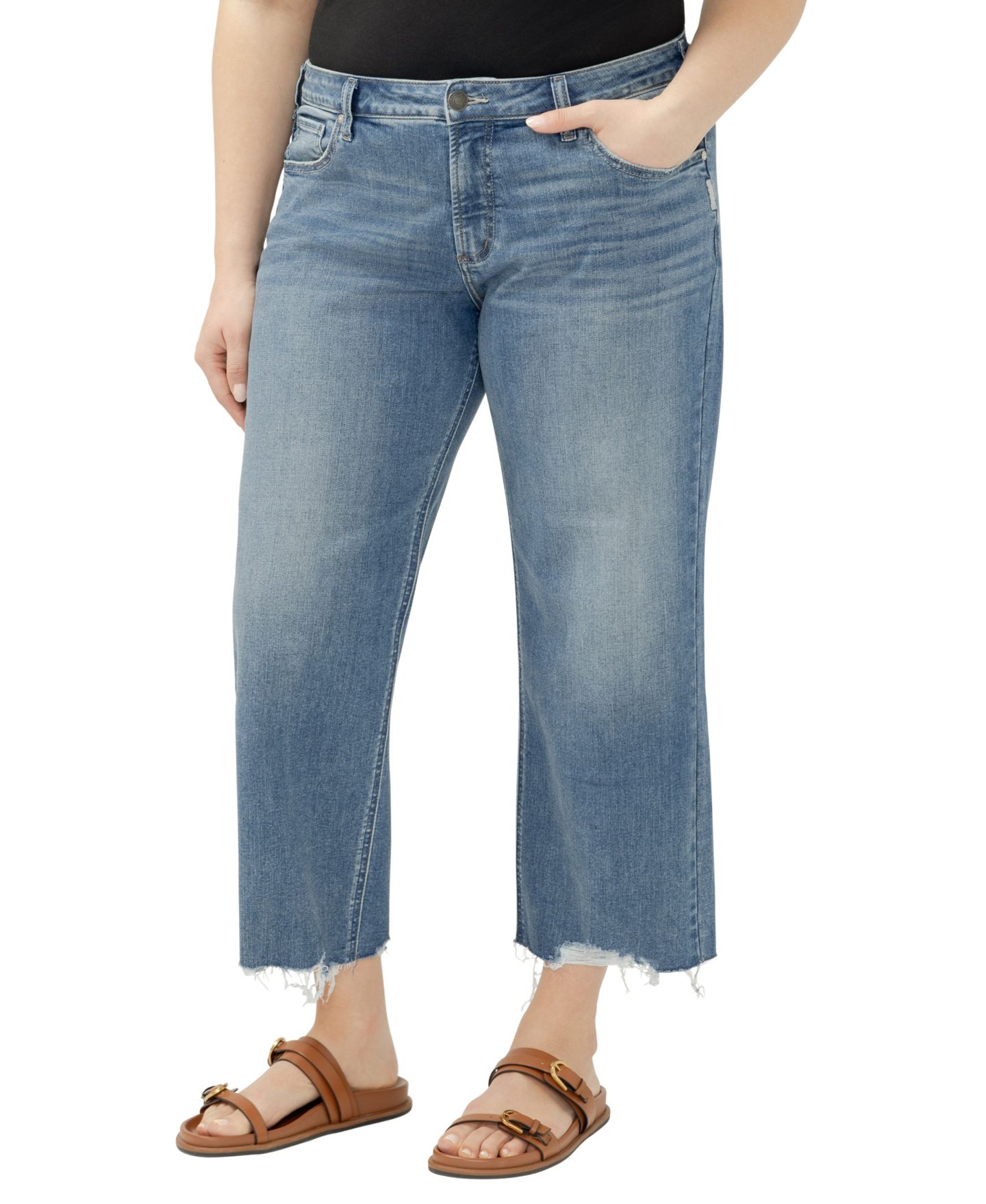 Женские джинсы Silver Jeans Co. Plus Size Chelsea Boyfriend Mid-Rise Straight-Leg, цвет: Kickin It — фото 2