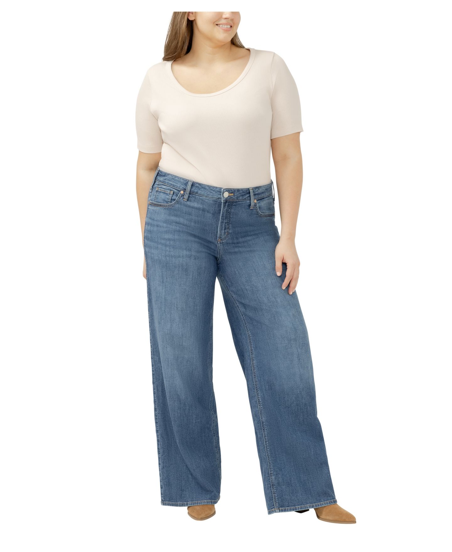 Женские джинсы Silver Jeans Co. Plus Size Suki Mid Rise Wide-Leg Curvy Fit, цвет: Broydon — фото 2