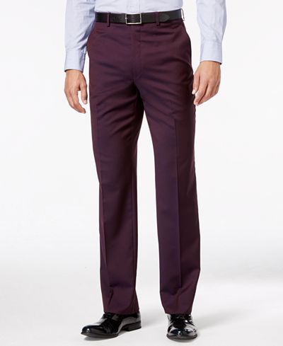 Shaquille O'Neal Collection Men's Wine Solid Big and Tall Classic-Fit Pants