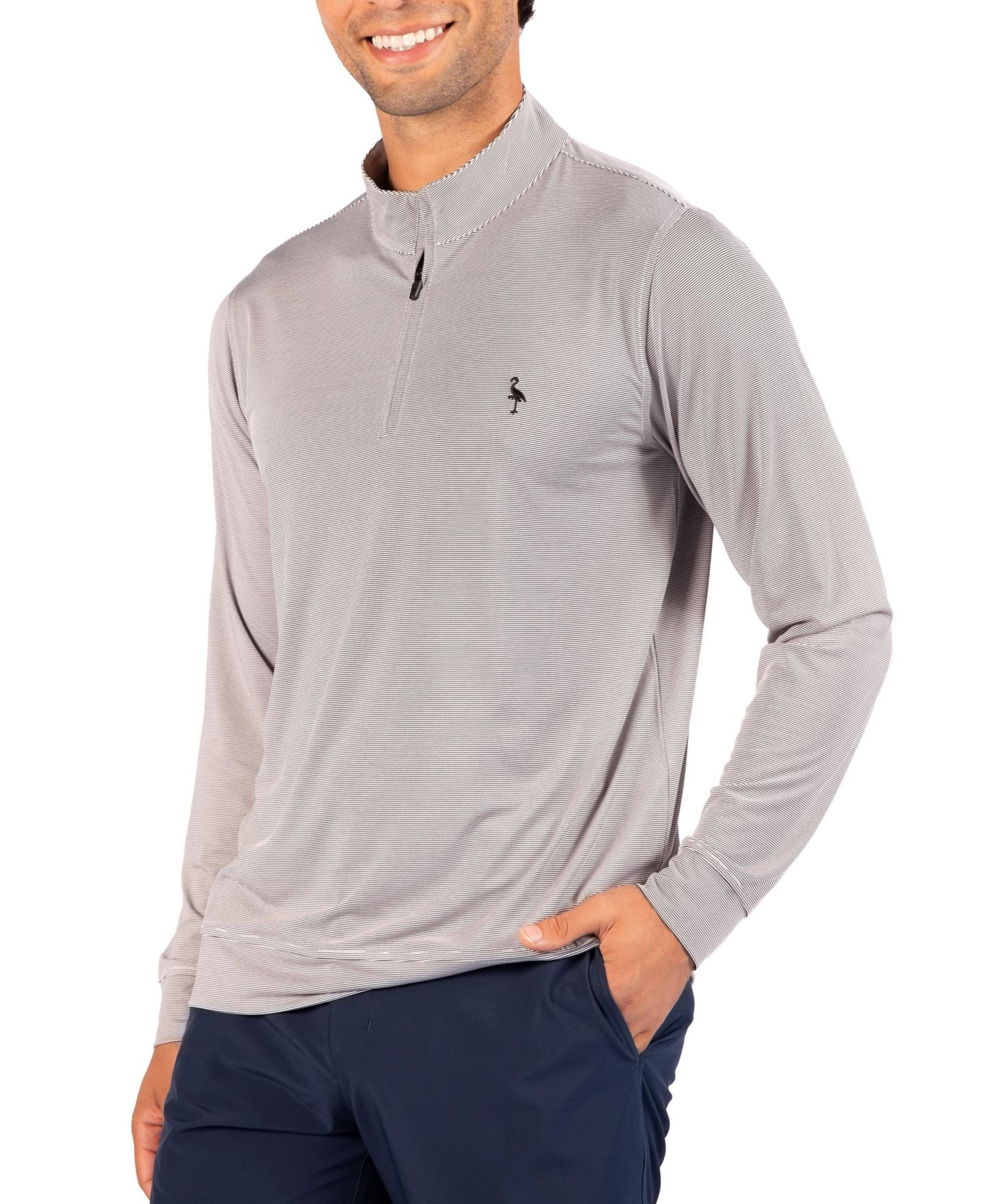 Мужской свитер Tailorbyrd Mini Stripe Performance Quarter Zip, цвет: Чёрный — фото 3