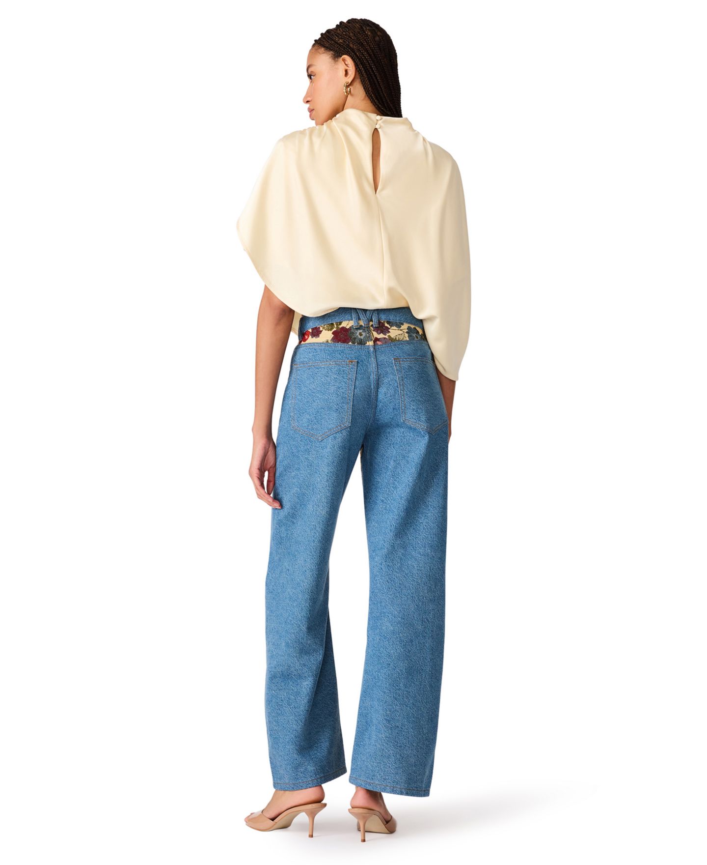 Женские джинсы Steve Madden The Sydnee Floral Non-Stretch Wide-Leg, цвет: Синий — фото 5