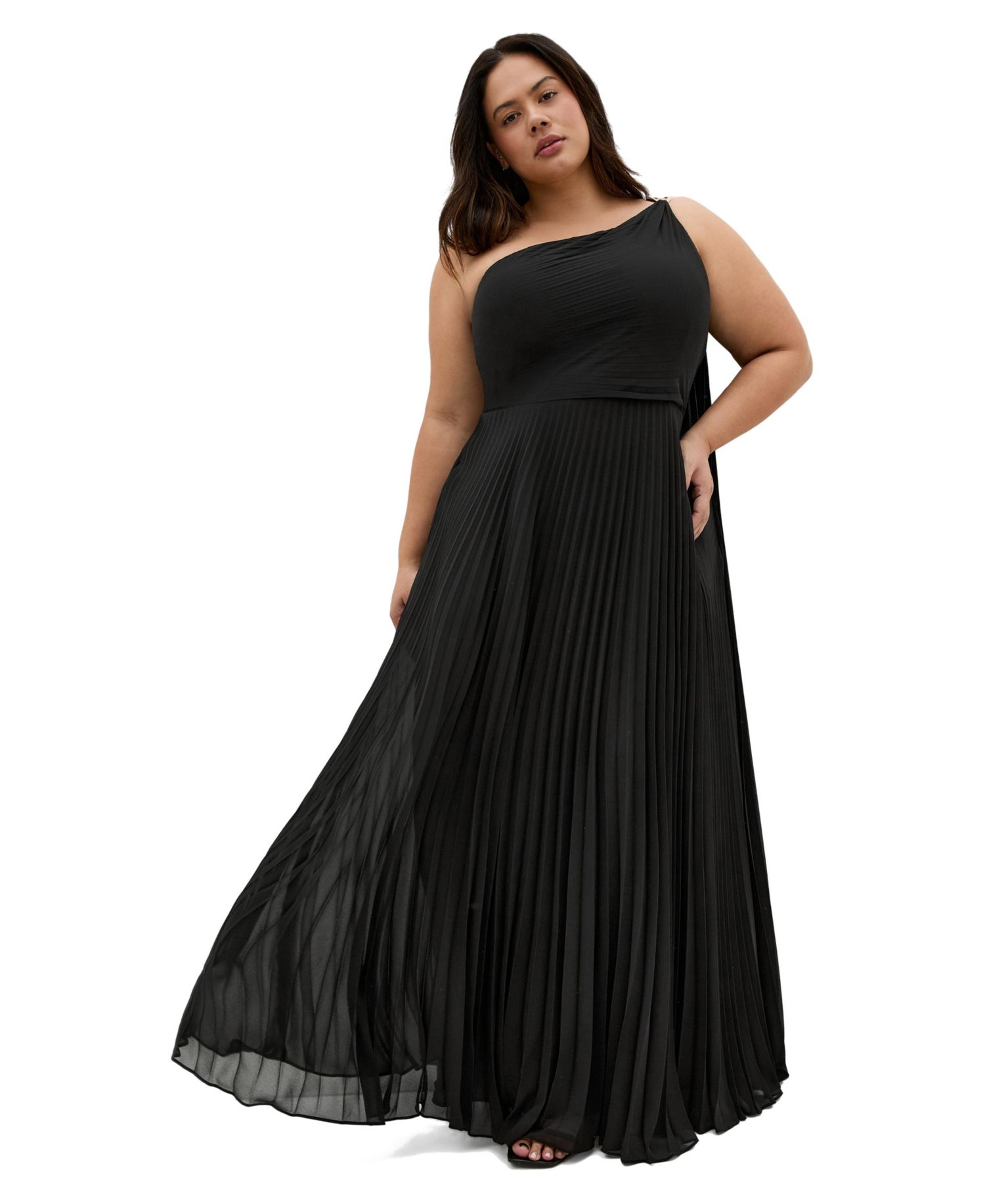Plus Size Eloura One Shoulder Pleat Maxi Dress