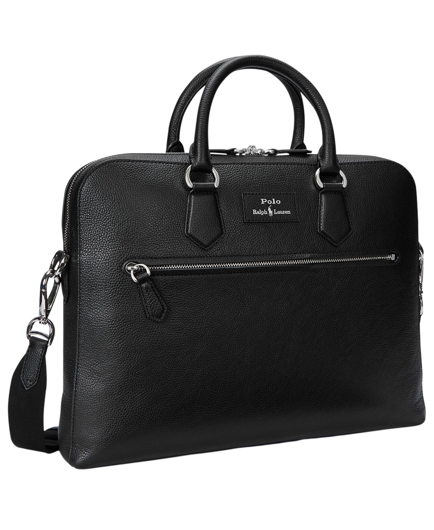 Мужская сумка Polo Ralph Lauren Pebbled Leather Commuter, цвет: Чёрный — фото 3