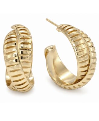 Textured X C Hoop Earrings