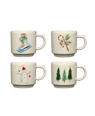 Jolly Christmas Stackable Mugs, Set of 4