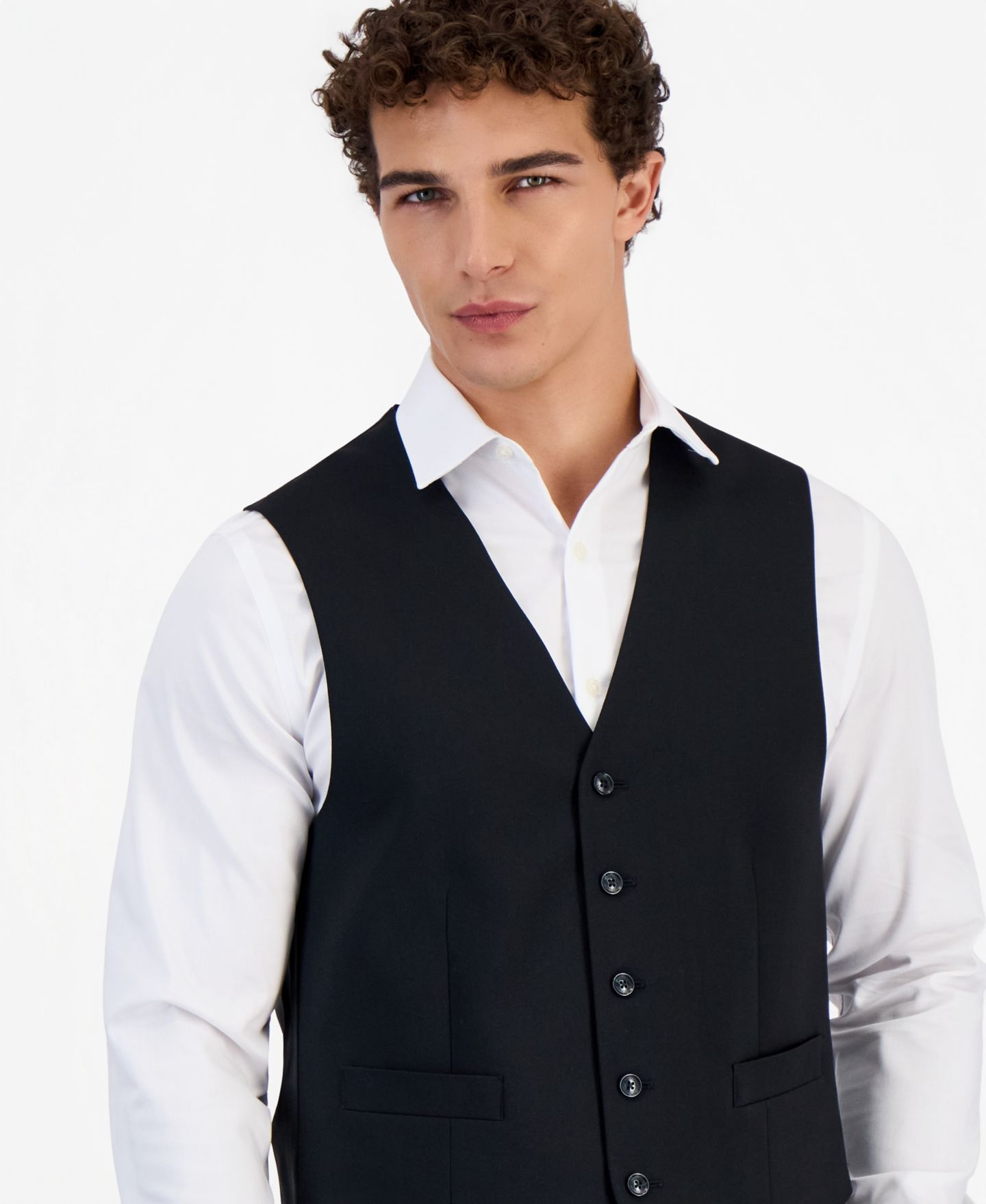 Мужской жилет Tommy Hilfiger Modern-Fit Wool TH-Flex Stretch Suit Separates Vest, цвет: Чёрный — фото 3