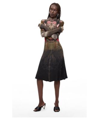 Women's Long-Sleeve Floral A-Line Dress