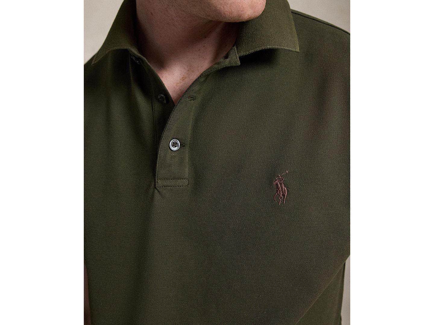 Мужское поло Polo Ralph Lauren классического кроя, цвет: Оливковый — фото 2