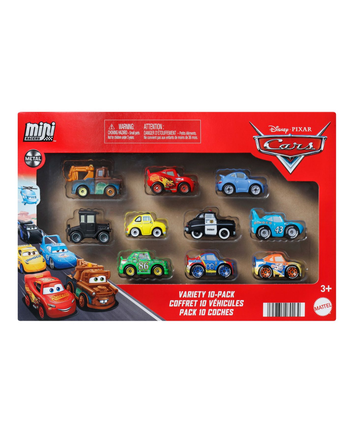 Детские игрушки Cars Die-Cast Disney and Pixar Mini Racers Toy Vehicles, 10-Pack — фото 6