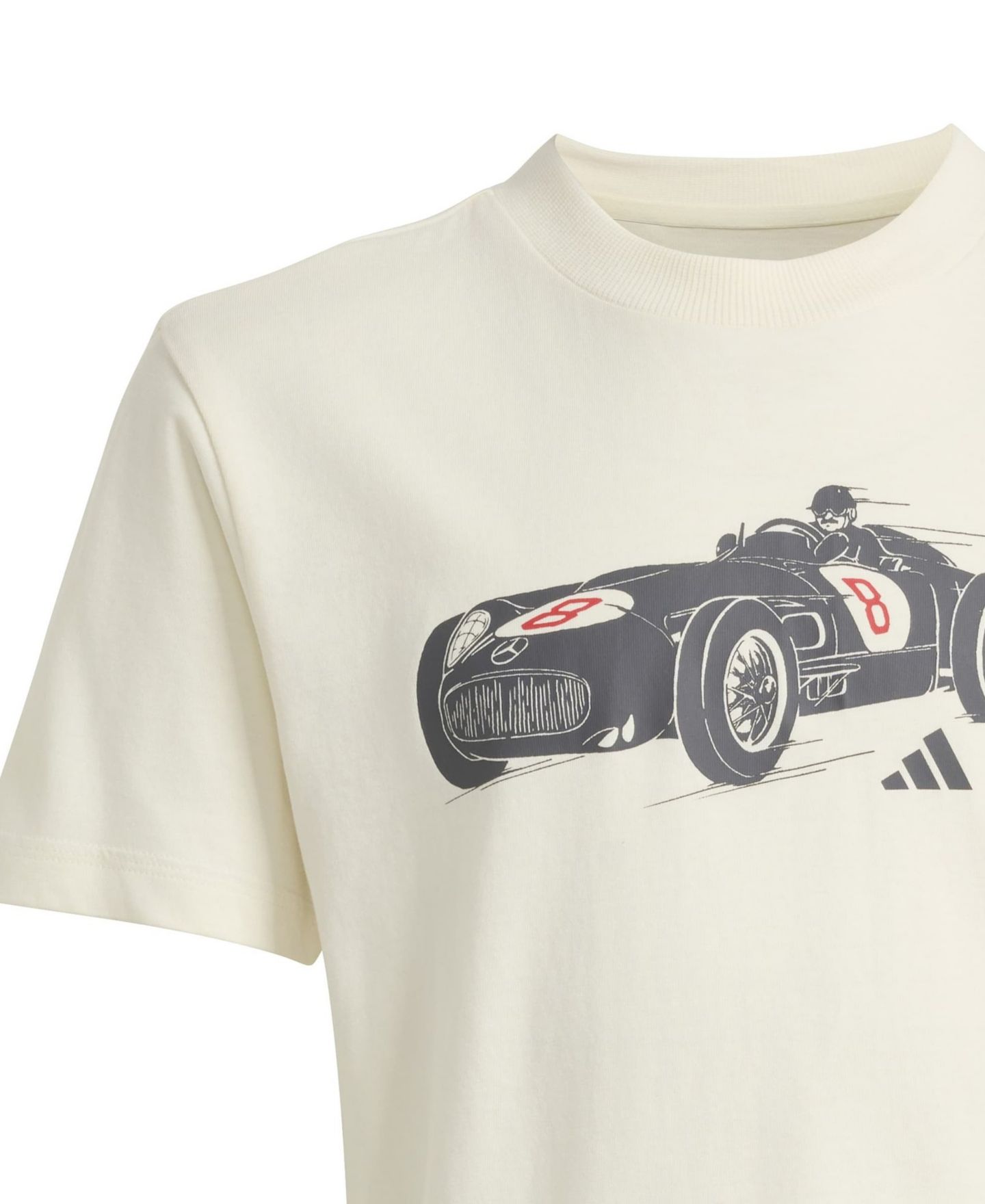 Детская футболка adidas White Mercedes-AMG Petronas F1 Team Silver Arrows Retro Car — фото 2