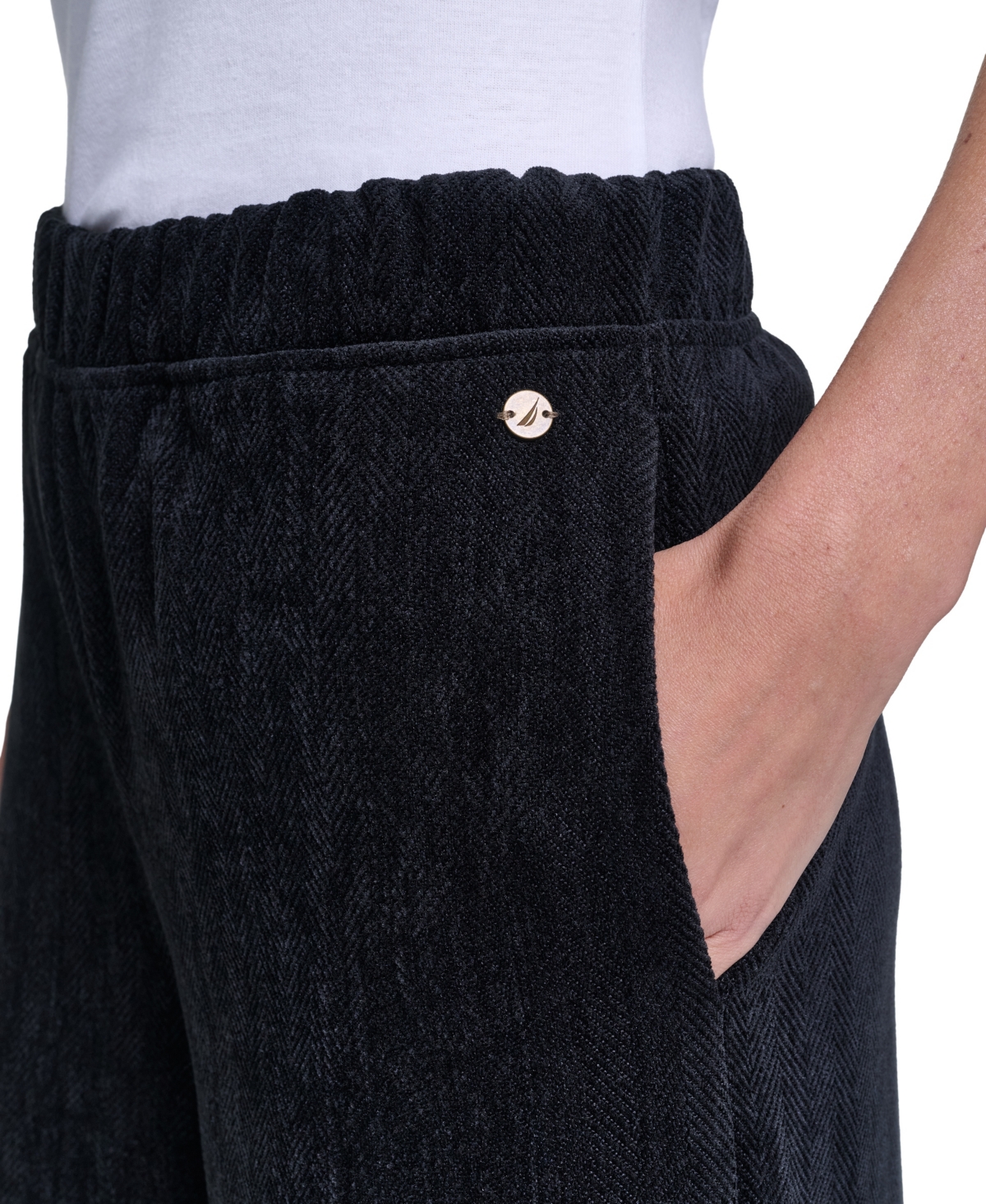 Nautica Women's High-Rise Wide-Leg Herringbone Pants