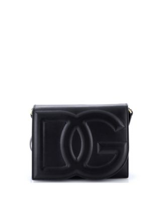 Pre-Owned Dolce and Gabbana Small DG Logo Flap Shoulder Bag Leather