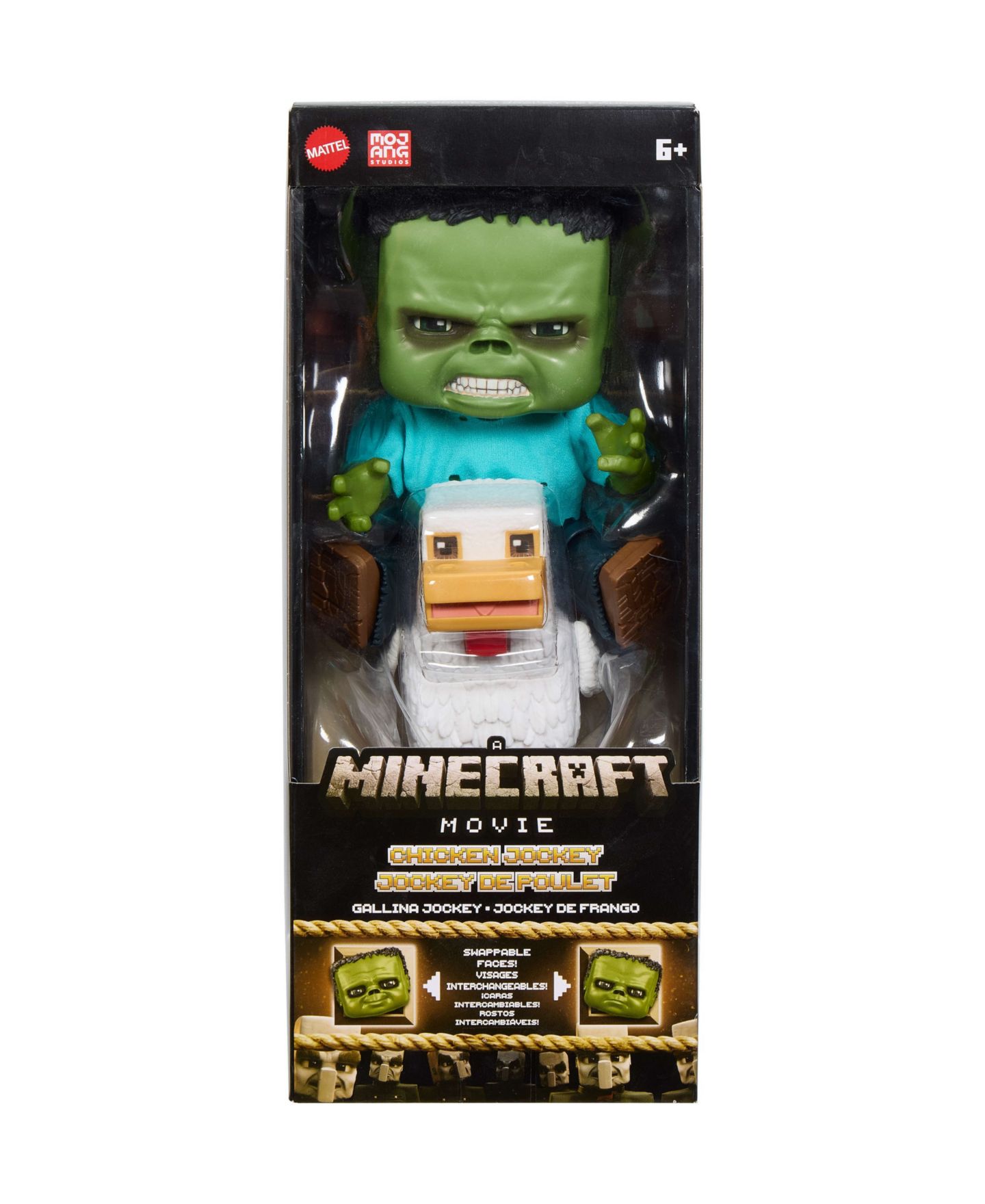 Детские фигурки Minecraft Chicken Jockey 3 Swappable Baby Zombie Faces 2-Piece Action Figure, Ages 6+ — фото 6
