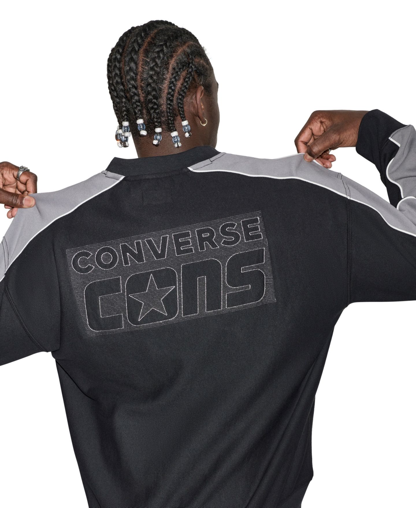 Мужские толстовки Converse Color-Block Crewneck, цвет: Чёрный разноцветный — фото 5