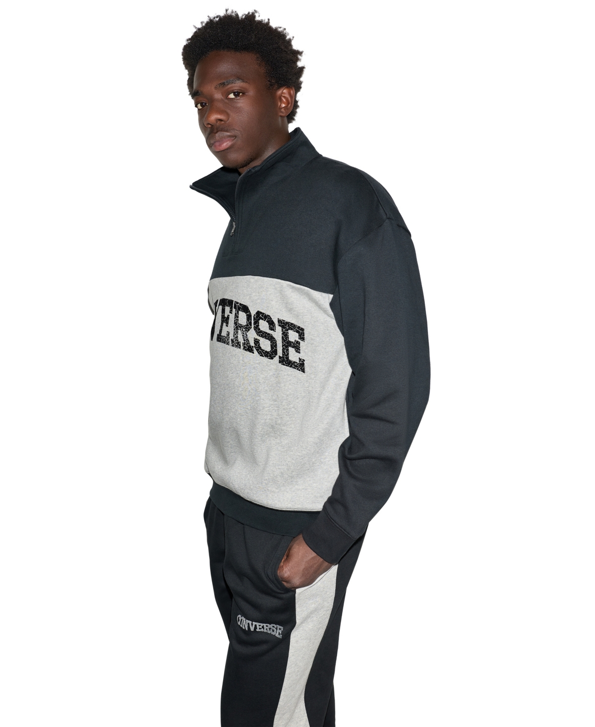 Converse Men's Chuck Color-Block Quarter-Zip Sweatshirt