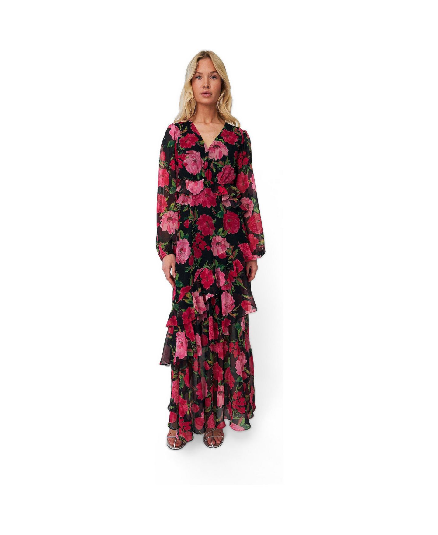 Женское платье CRAS Love Floral Long-Sleeve Tiered Maxi, цвет: С принтом — фото 1
