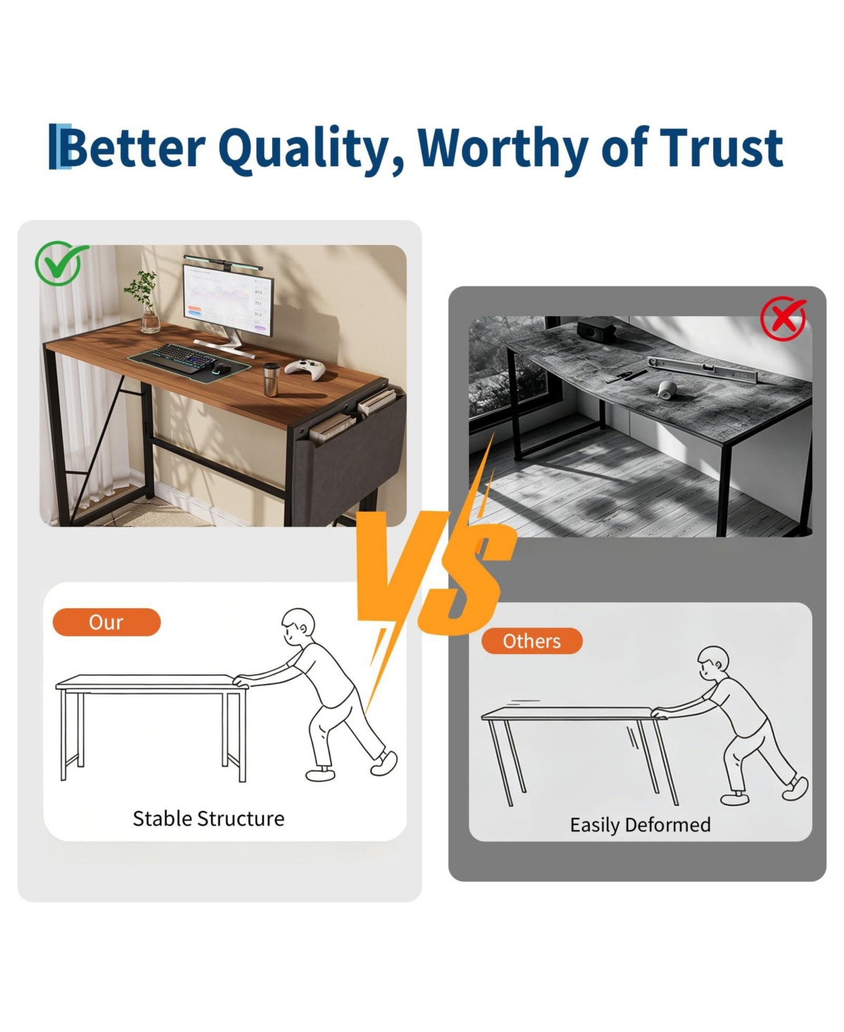 gaomon 39.4" Folding Computer Desk, Home Office Work Desk with Storage Bag and Hook, Foldable Table Gaming Study Writing Desks for Bedroom, Apartment