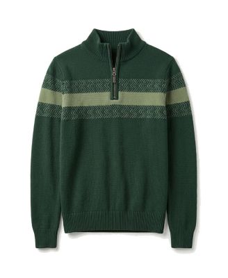 Little Boys (5 - 7) Organic Half Zip Stripe Sweater