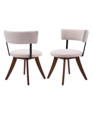 2-Piece Modern Dining Chairs, Fabric and Rubberwood Base, Ergonomic Curved Back, Set of 2