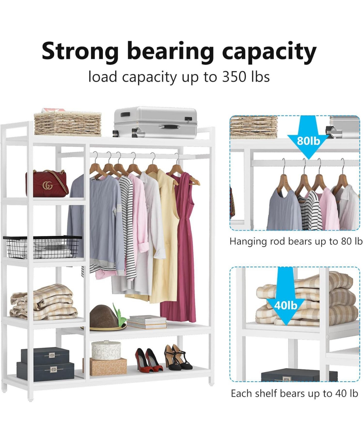 Tribesigns Heavy Duty Garment Rack with Shelves