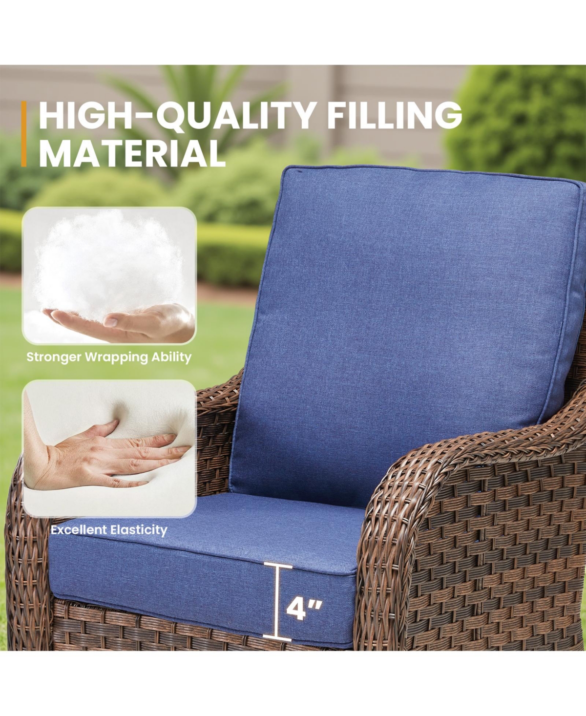 Pocassy 2 Pieces Outdoor Swivel Rocker Chair Set of 2, 360 Degree Rattan Wicker Swivel Chairs Patio Bistro Set