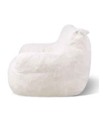 3 Feet Bean Bag Chair with Soft Armrests Storage Pocket 25D Memory Foam Teddy Velvet Cover