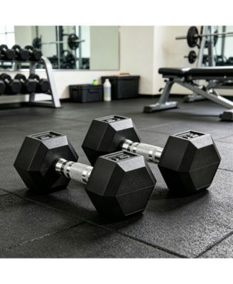 15 lb Rubber Hex Dumbbell Set of 2 with Ergonomic Grip
