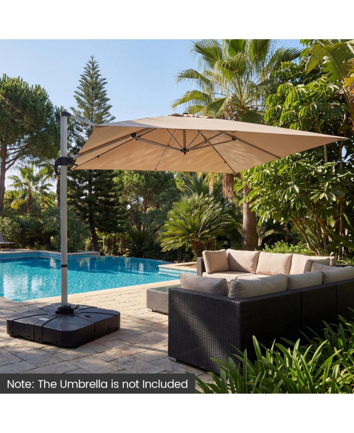 Sugift Square Cantilever Umbrella Base Water and Sand Fillable with Metal Cross Base