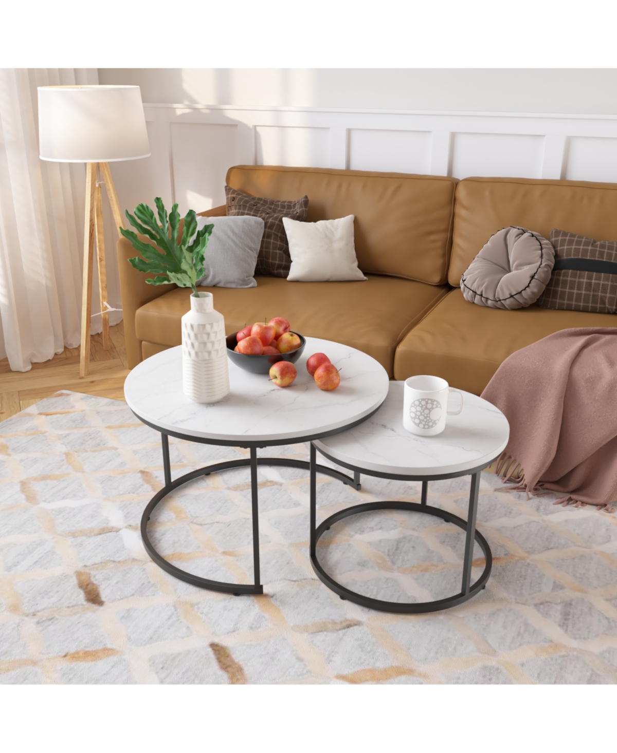 flynama Set of 2 Round Nesting Coffee Tables