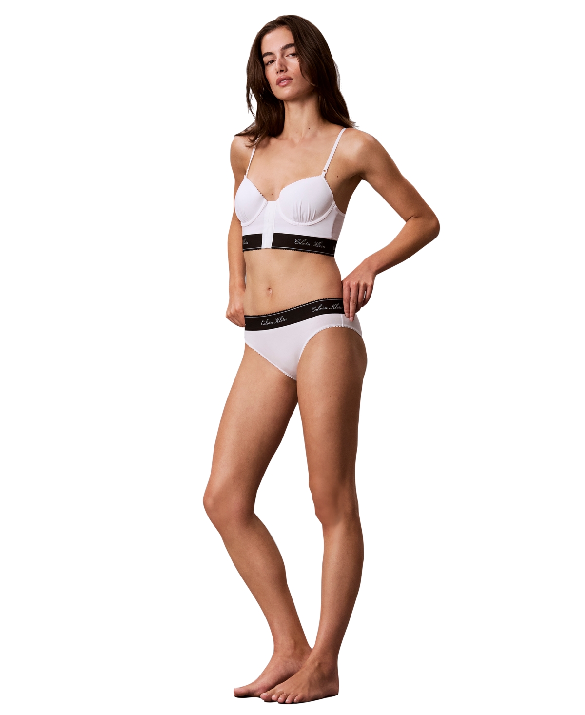 Calvin Klein Icon Cotton-modal Blend Script Bikini, Qf9073 In White