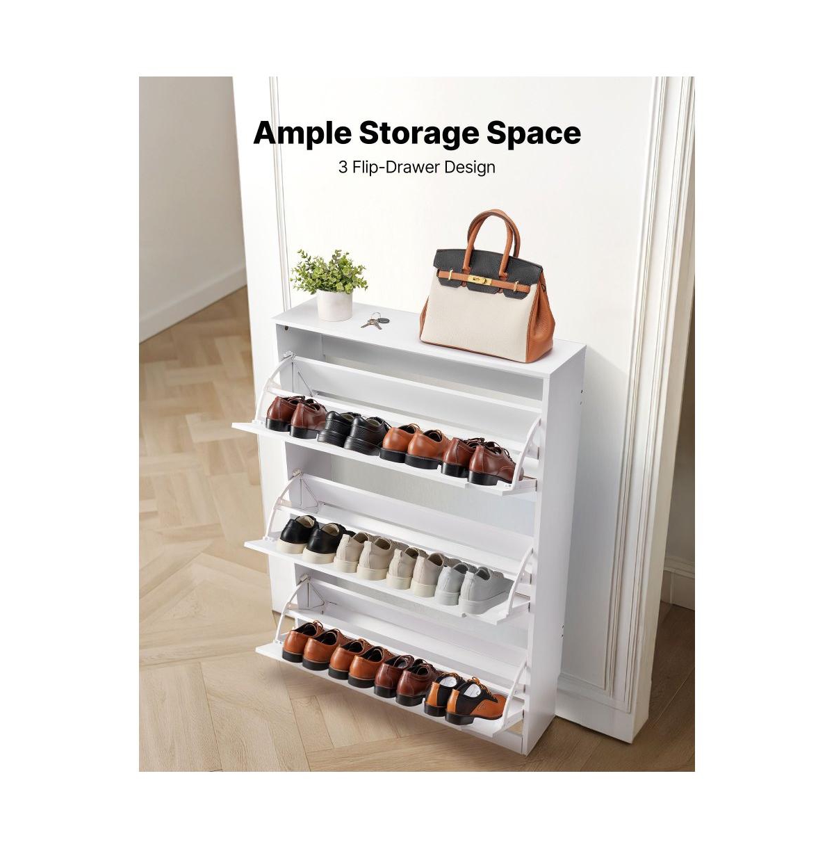 Slickblue 3 Flip Drawer Shoe Cabinet with Storage Shelf, Freestanding Shoe Organizer for Entryway Hallway