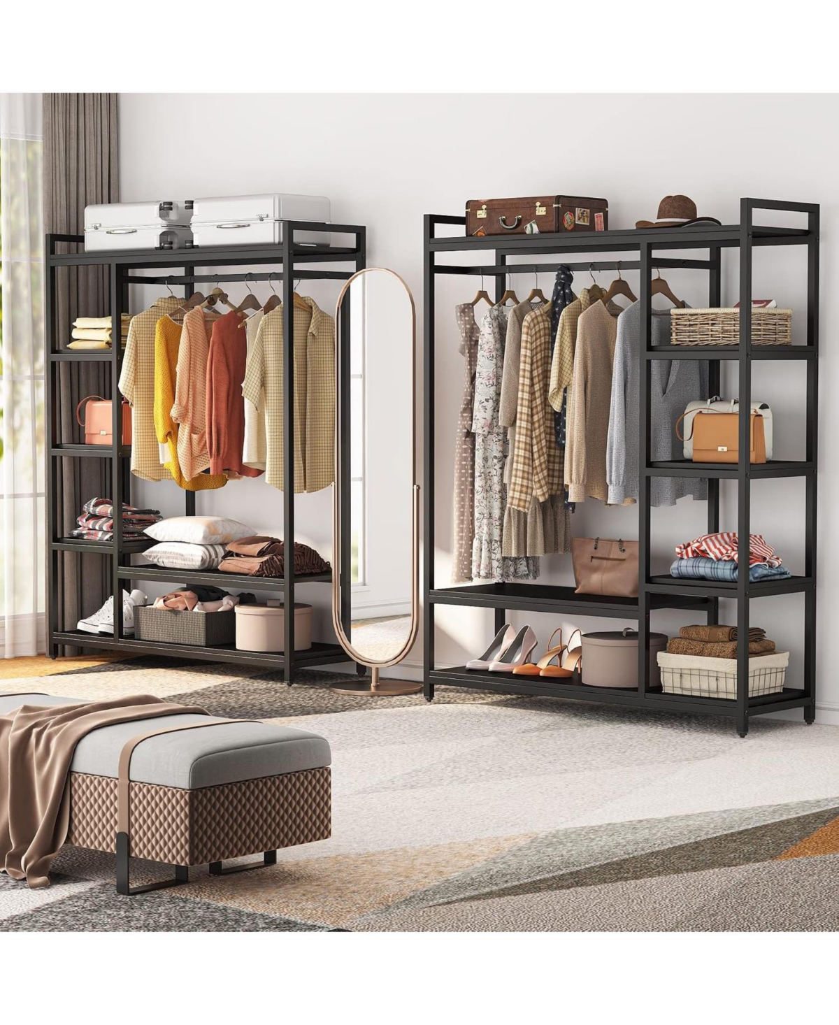 Tribesigns Heavy Duty Garment Rack with Shelves