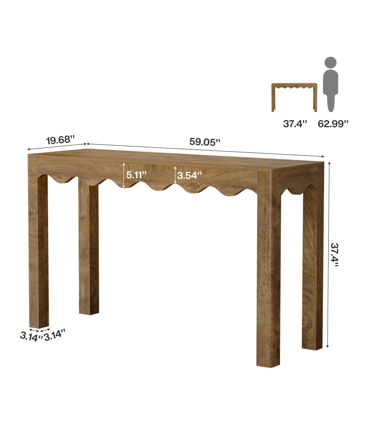 Tribesigns Bar Table, Counter Height Pub Table with Wavy Curved Apron